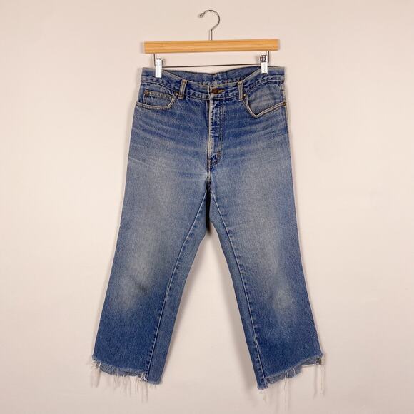 Vintage Sasson Wide Leg Crop Raw Hem Jeans - Picture 1 of 5